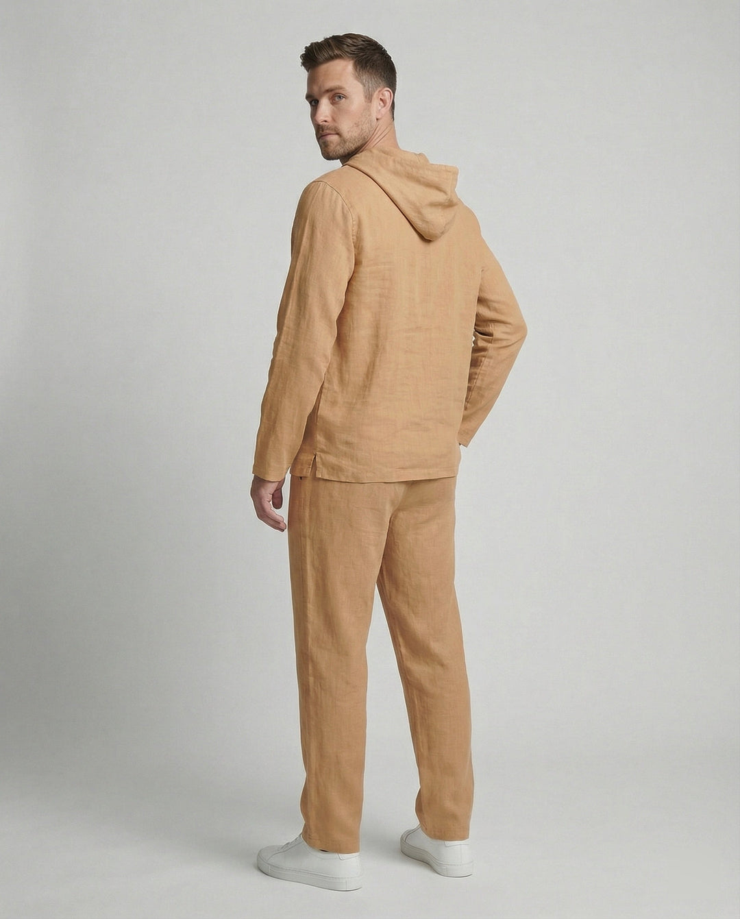 Herren lässiges Leinen-Hoodie-Set mit praktischen Taschen und entspannter Passform Echoarchiv