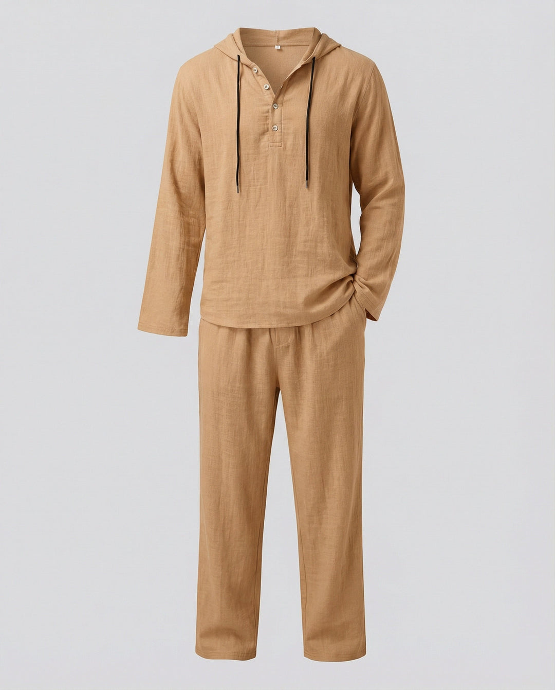 Herren lässiges Leinen-Hoodie-Set mit praktischen Taschen und entspannter Passform Echoarchiv