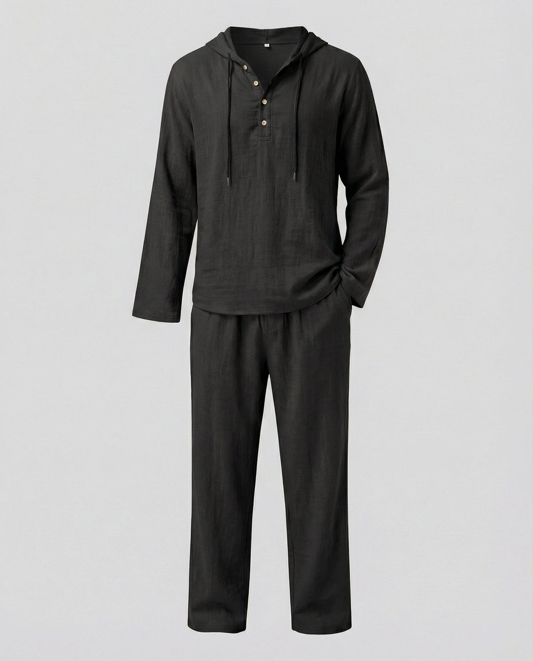 Herren lässiges Leinen-Hoodie-Set mit praktischen Taschen und entspannter Passform Echoarchiv