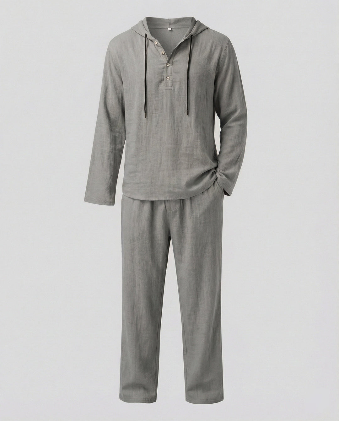 Herren lässiges Leinen-Hoodie-Set mit praktischen Taschen und entspannter Passform Echoarchiv