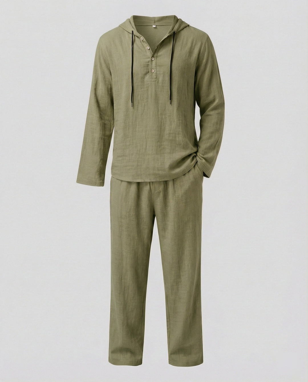 Herren lässiges Leinen-Hoodie-Set mit praktischen Taschen und entspannter Passform Echoarchiv