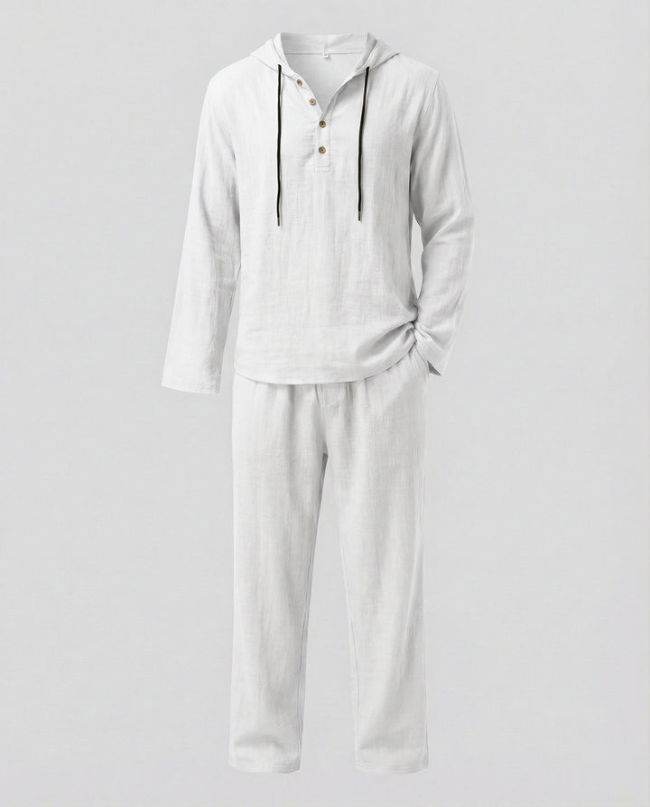 Herren lässiges Leinen-Hoodie-Set mit praktischen Taschen und entspannter Passform Echoarchiv