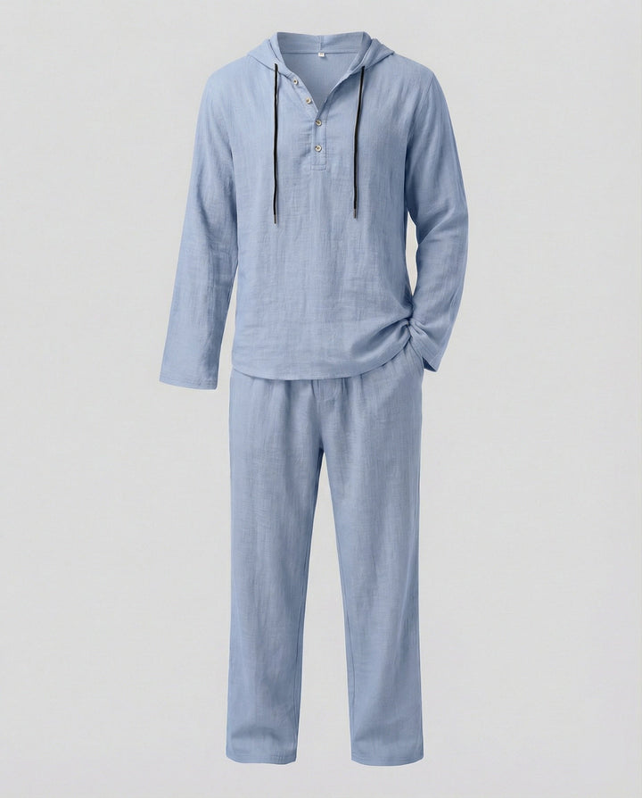 Herren lässiges Leinen-Hoodie-Set mit praktischen Taschen und entspannter Passform Echoarchiv