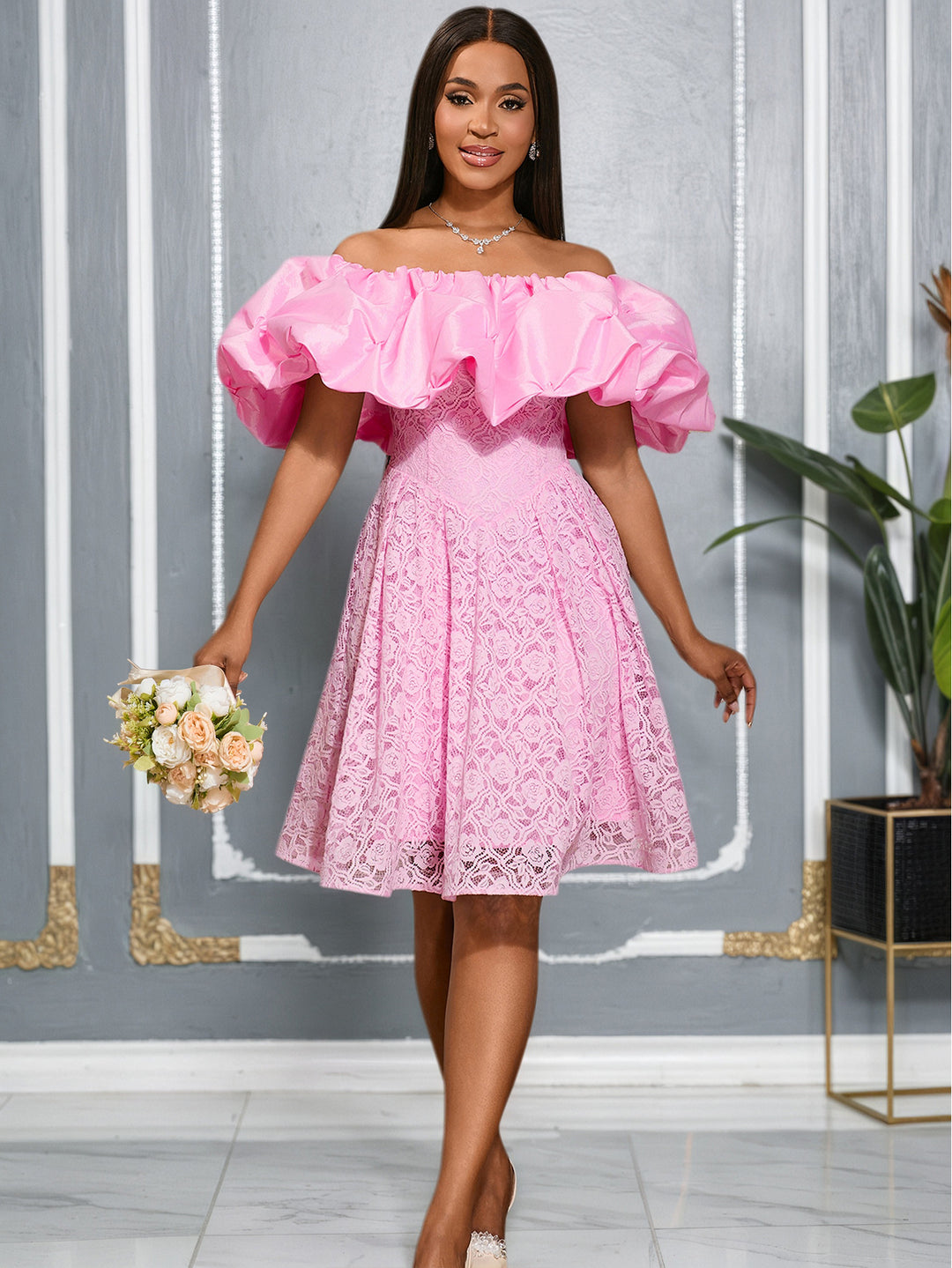 Damen Freizeitkleid mit schulterfreiem Volant Echo Archiv