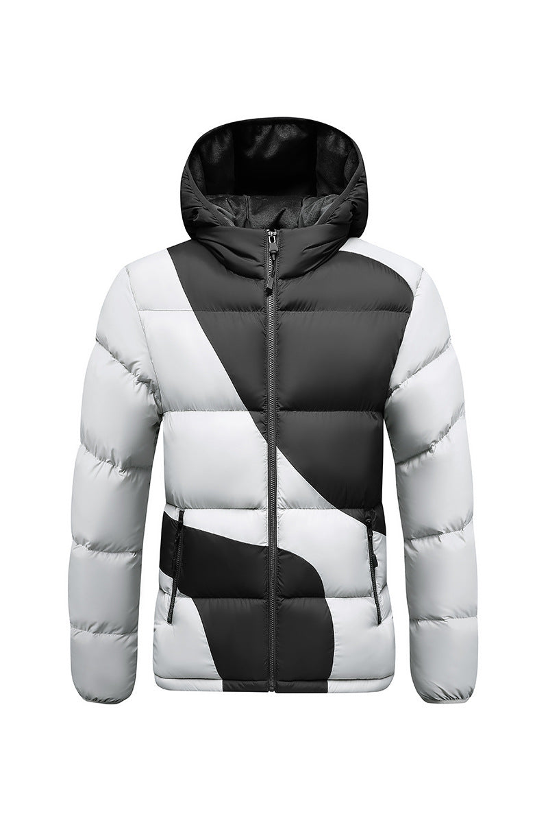Herren Steppjacke mit kontrastreichen Paneelen, Kapuze und thermischer Synthetikfüllung – Taviero