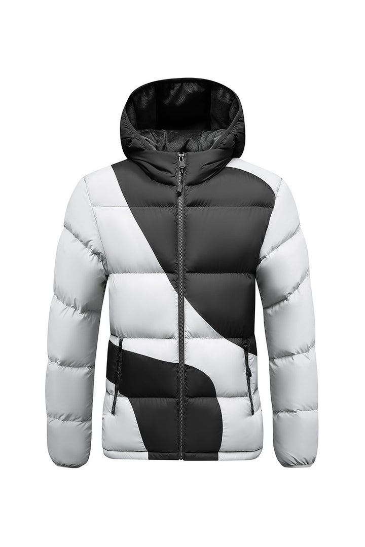 Herren Steppjacke mit kontrastreichen Paneelen, Kapuze und thermischer Synthetikfüllung – Taviero