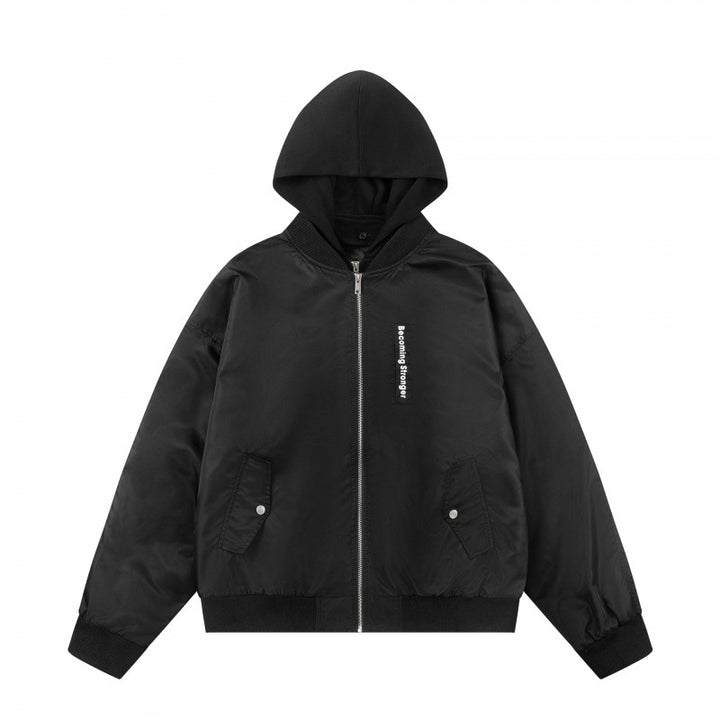 Unisex Oversize Kapuzen-Blousonjacke mit Rippbündchen und Pattentaschen Echo Archiv
