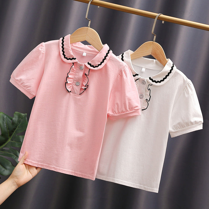 Damen T-Shirt mit dekorativem Rüschenausschnitt Echo Archiv