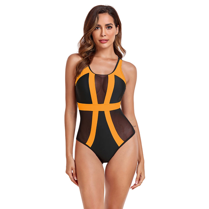 Damen Sportlicher Einteiler Badeanzug mit modernem Mesh-Design Echo Archiv