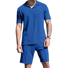 Herren Freizeit Polo-Shorts-Set aus atmungsaktivem Stoff mit Struktur Echoarchiv