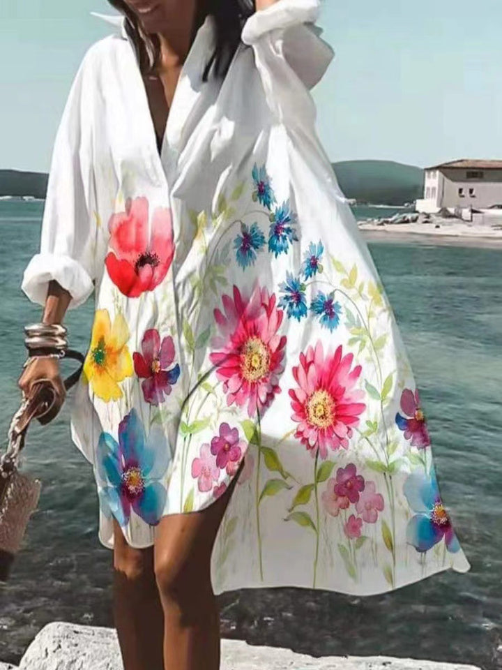 Damen nan luftiges Strandkleid Kaftan mit tropischem Blattprint und weitem Schnitt Echo Archiv