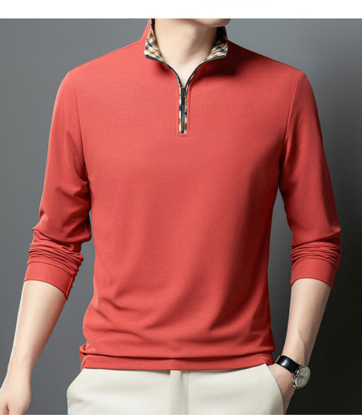 Herren Sportliches Langarmshirt mit Stehkragen und modischem Reißverschluss Echoarchiv