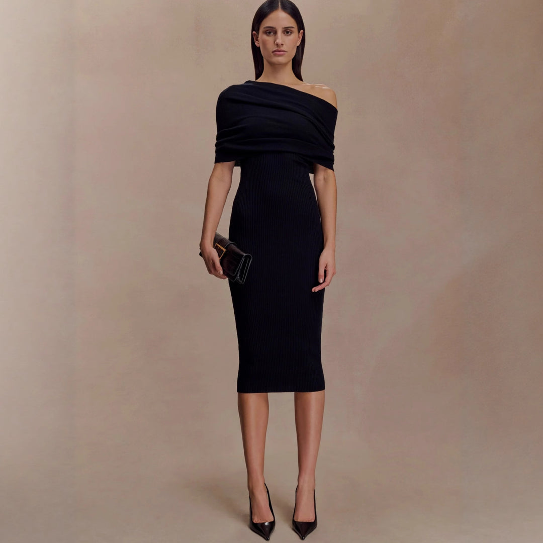 Damen elegantes Strickkleid mit off-shoulder Design Echo Archiv
