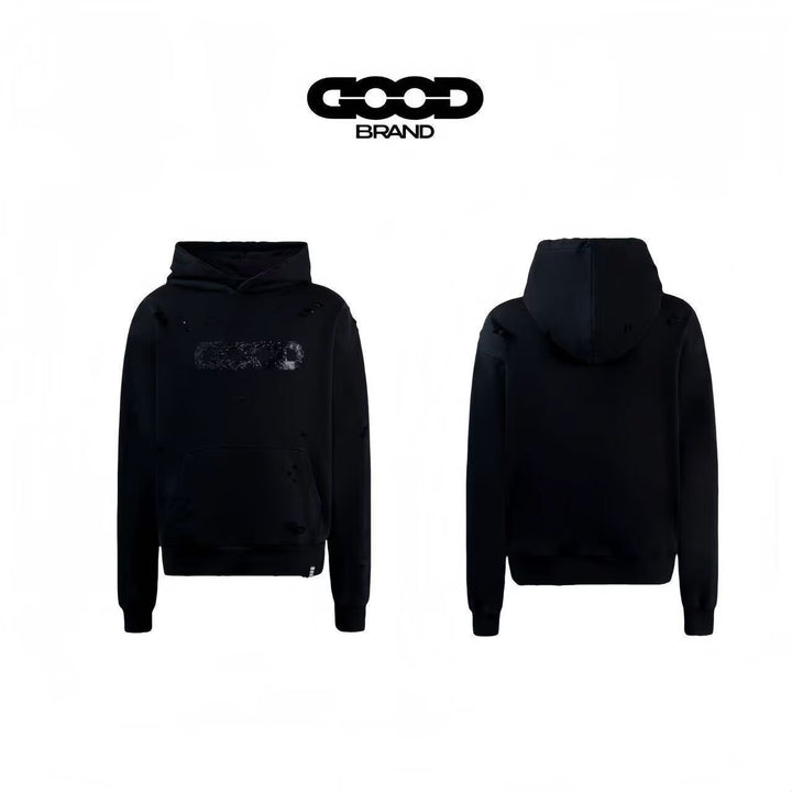 Damen Oversized Kapuzenpullover mit zerrissenen Details Echoarchiv