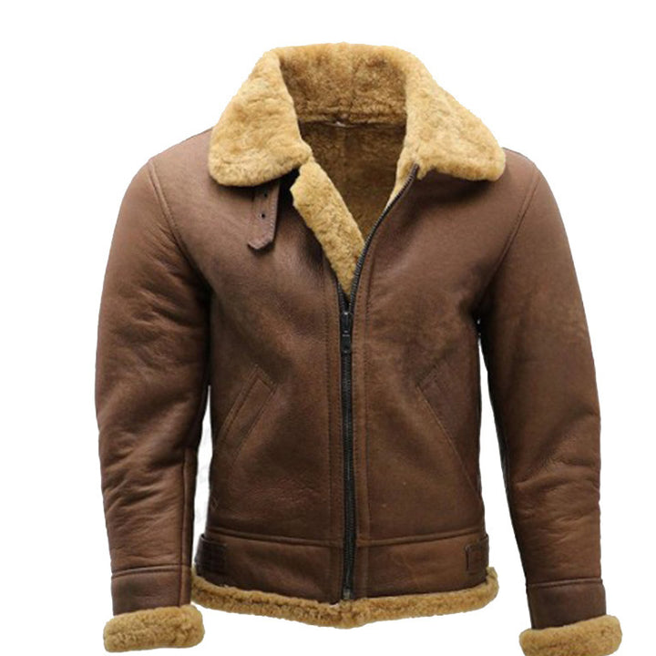 Herren Lammfelllederjacke mit abnehmbarem Kragen Echoarchiv
