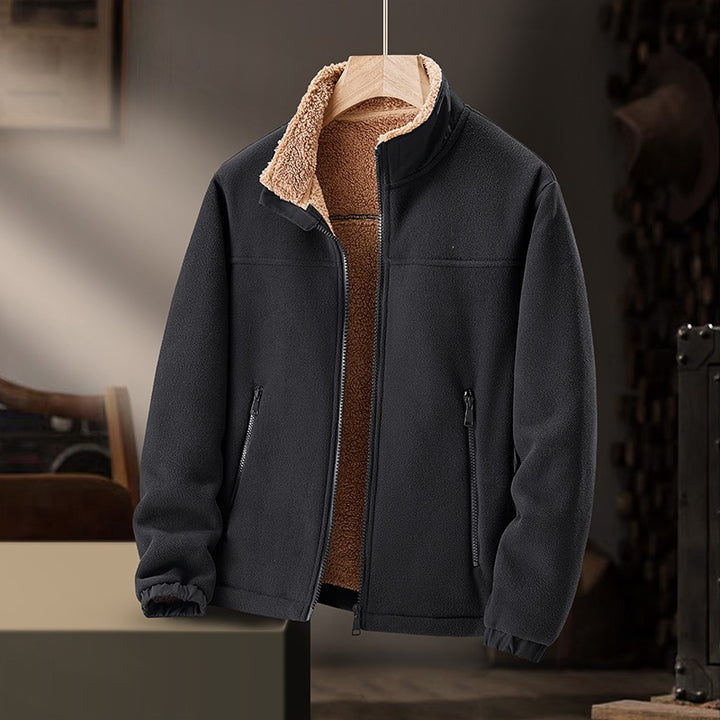 Herren Fleece-Outdoorjacke mit Teddyfell-Innenfutter, Stehkragen & windabweisender Oberfläche Echoarchiv