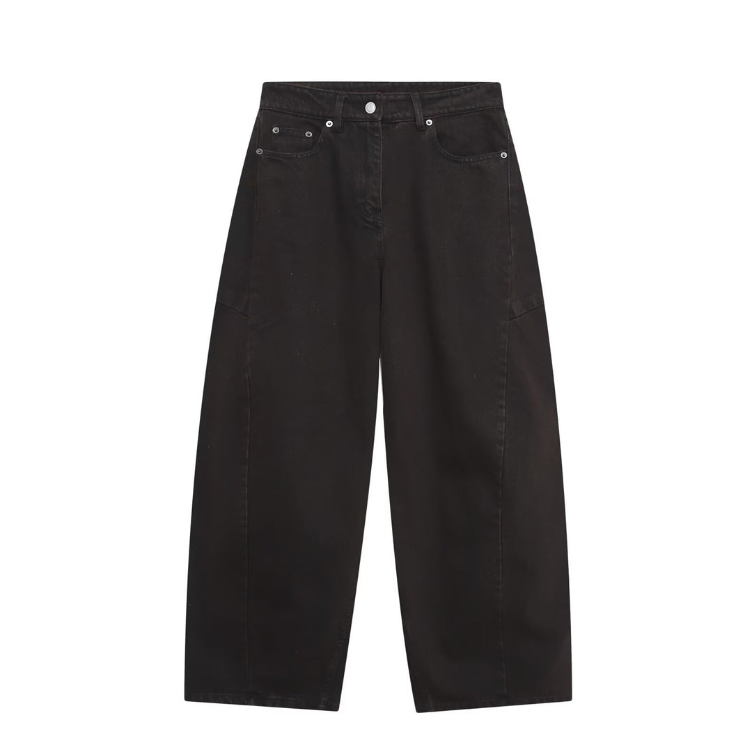 Damen High‑Waist Cropped Ballon-Jeans mit Einsatznähten und Five-Pocket-Design Echo Archiv