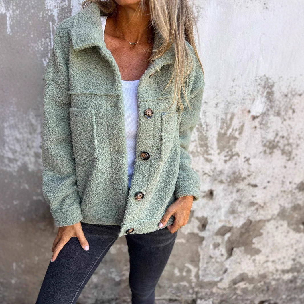 Damen nan kuschelige Teddyjacke im Shacket Stil Echo Archiv