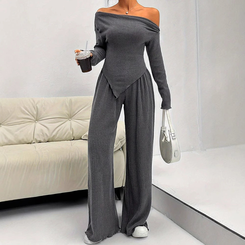 Damen figurbetontes Jumpsuit mit asymmetrischem Ausschnitt und langen Ärmeln Echo Archiv