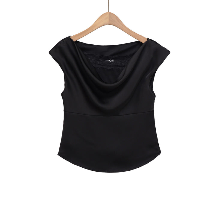 Damen elegante Satinbluse mit raffiniertem Wasserfall-Ausschnitt Echo Archiv