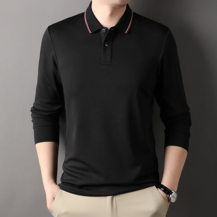 Herren elegantes Langarm-Polo mit modernem Kragen und stylischen Akzenten Echoarchiv