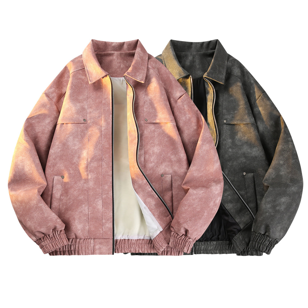 Herren Vintage‑inspirierte Velours‑Optik Übergangsjacke mit Zwei‑Wege‑Reißverschluss, elastischem Saum & Pattentaschen Echoarchiv