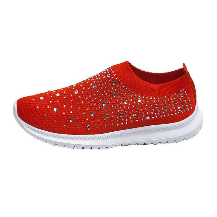 Damen Strick-Slip-On-Sneaker mit elastischem Schaft und Ziersteinen Echo Archiv