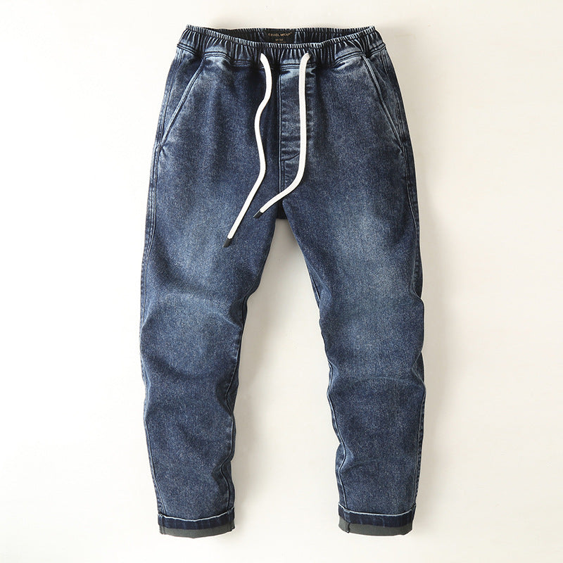 Herren Denim-Jogger mit elastischem Bund, Kordelzug und gekrempeltem Saum Echoarchiv