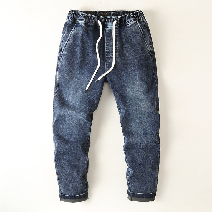 Herren Denim-Jogger mit elastischem Bund, Kordelzug und gekrempeltem Saum Echoarchiv