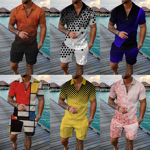 Herren Modern Graphic Print Kurzset Echoarchiv