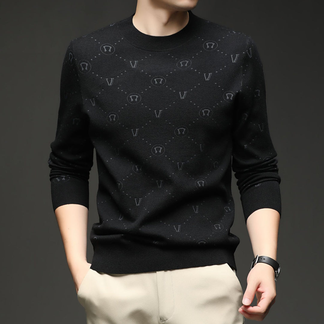 Herren eleganter Rundhalspullover mit strukturiertem Design Echoarchiv