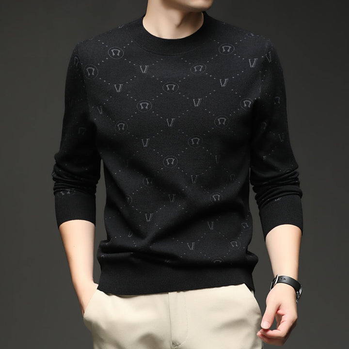 Herren eleganter Rundhalspullover mit strukturiertem Design Echoarchiv
