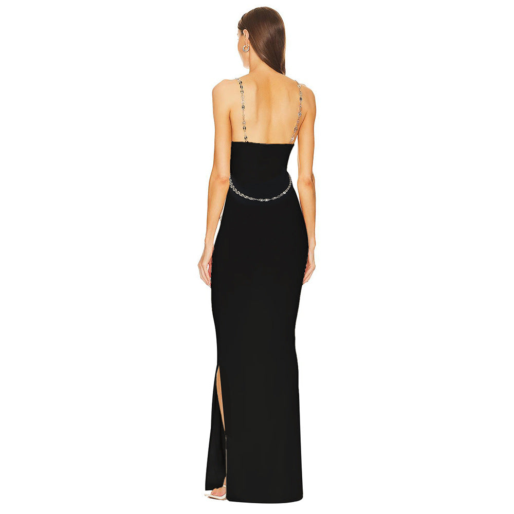 Damen Elegantes Maxikleid mit dekorativem Kettenakzent Echo Archiv