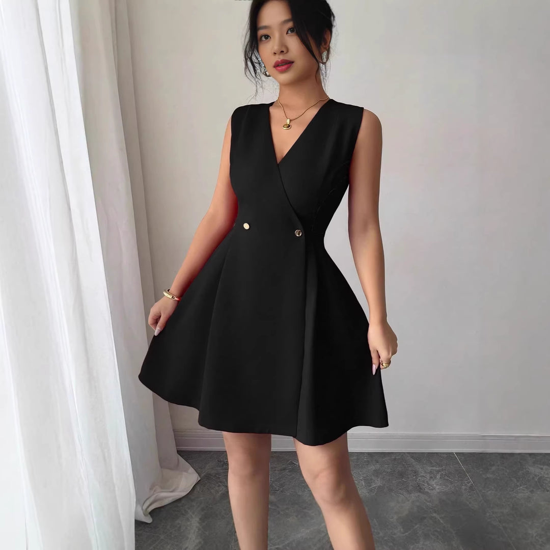 Damen Wickelkleid mit eleganter Silhouette und Knopfdetails Echo Archiv