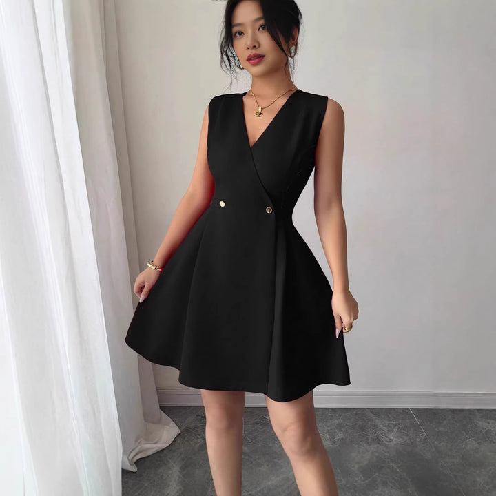 Damen Wickelkleid mit eleganter Silhouette und Knopfdetails Echo Archiv