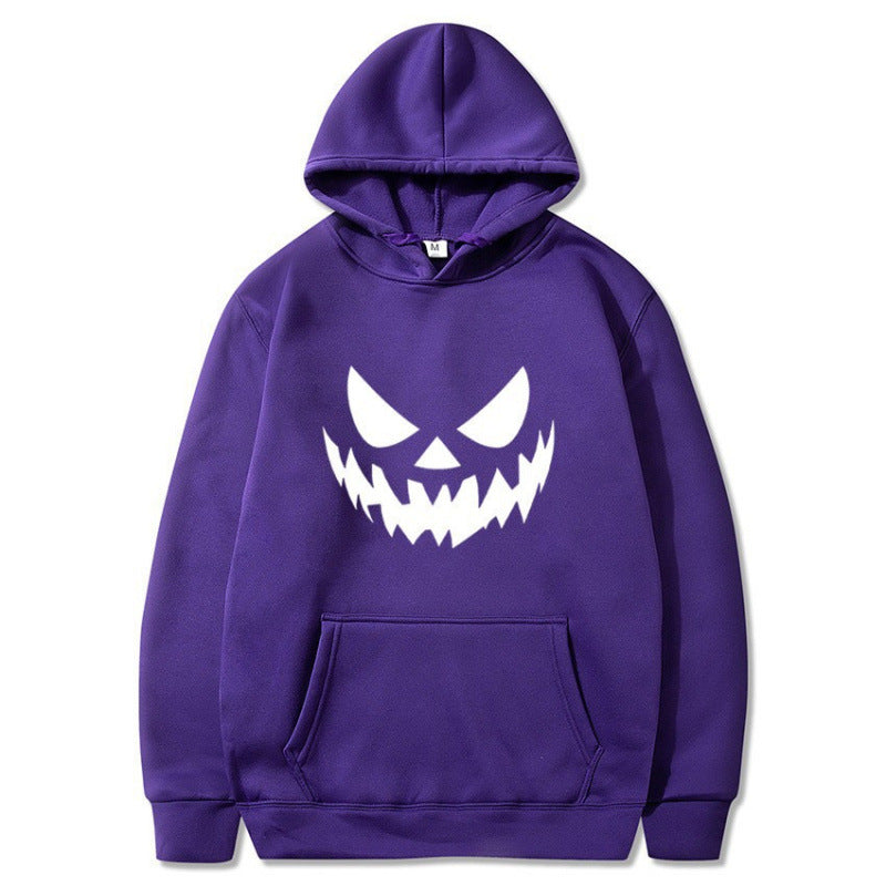 Unisex nan Kapuzenpullover mit gruseligem Kürbisgesicht-Print und Oversize Kängurutasche Echo Archiv