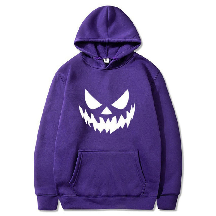 Unisex nan Kapuzenpullover mit gruseligem Kürbisgesicht-Print und Oversize Kängurutasche Echo Archiv