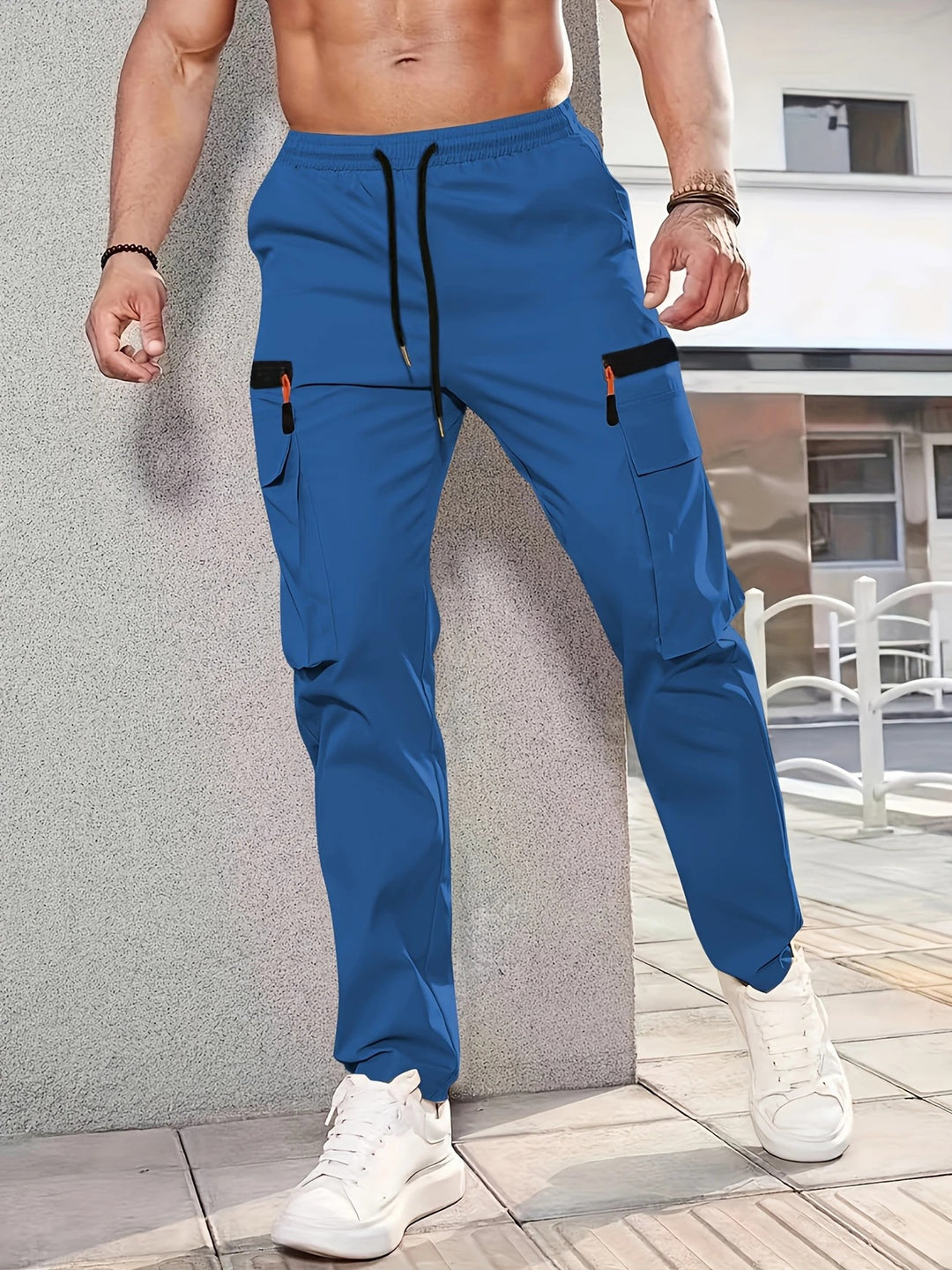 Herren Utility-Cargohose im Joggerstil mit elastischem Bund und Multifunktions-Taschen Echo Archiv