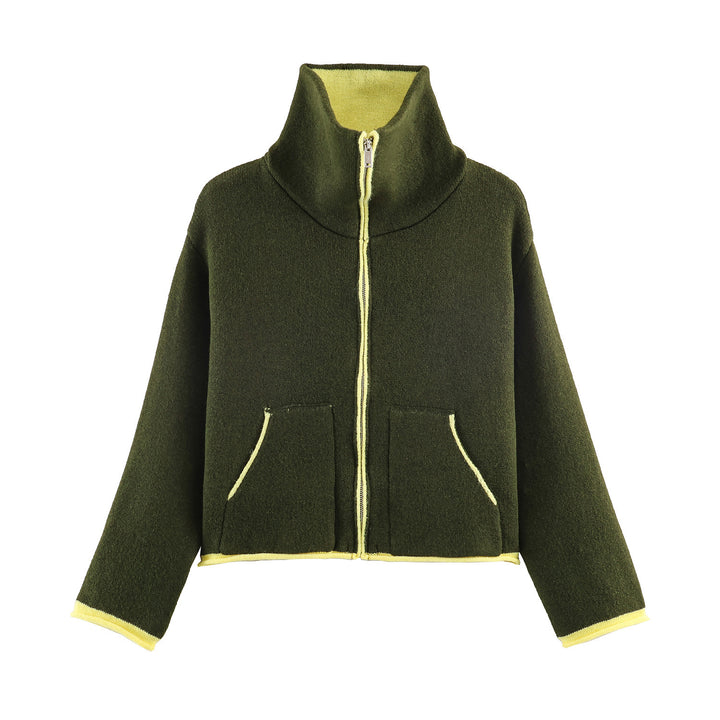 Damen nan kurze Fleecejacke mit hohem Stehkragen, durchgehendem Reißverschluss und aufgesetzten Taschen Echo Archiv