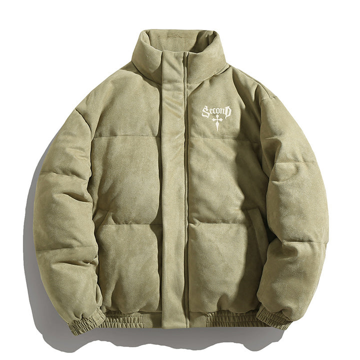 Unisex Wattierte Jacke mit Veloursoberfläche, hohem Stehkragen und verdecktem Reißverschluss Echo Archiv