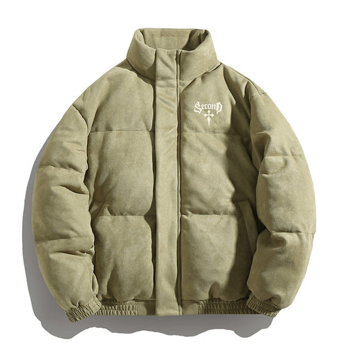 Unisex Wattierte Jacke mit Veloursoberfläche, hohem Stehkragen und verdecktem Reißverschluss Echo Archiv