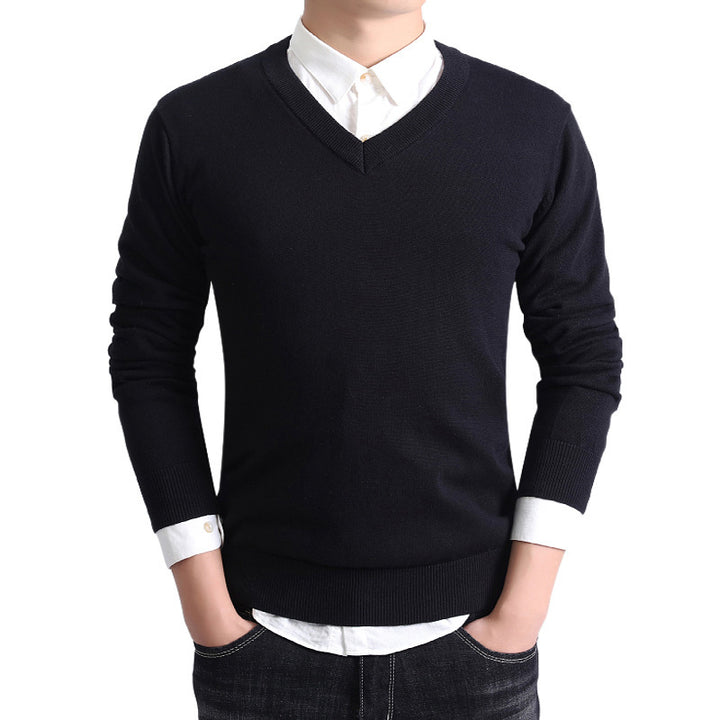 Herren modischer V-Ausschnitt Pullover aus weicher Baumwolle Echoarchiv