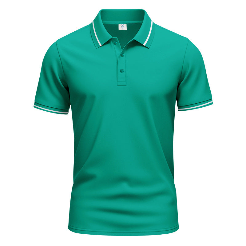 Herren nan atmungsaktives Interlock-Poloshirt mit Kontrast-Tipping, kurzer Knopfleiste und schmaler Silhouette Echo Archiv