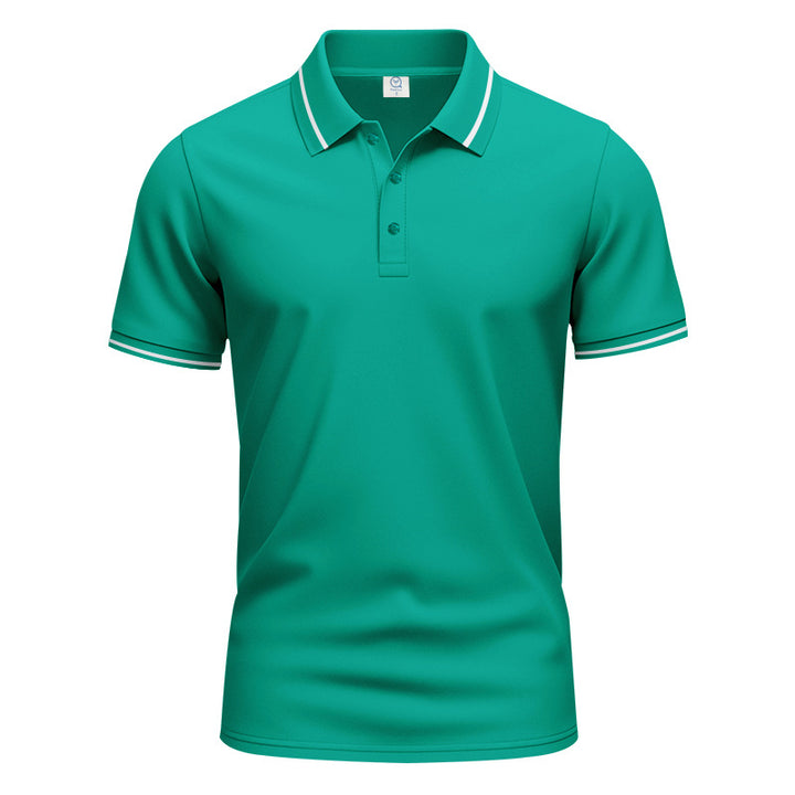 Herren nan atmungsaktives Interlock-Poloshirt mit Kontrast-Tipping, kurzer Knopfleiste und schmaler Silhouette Echo Archiv