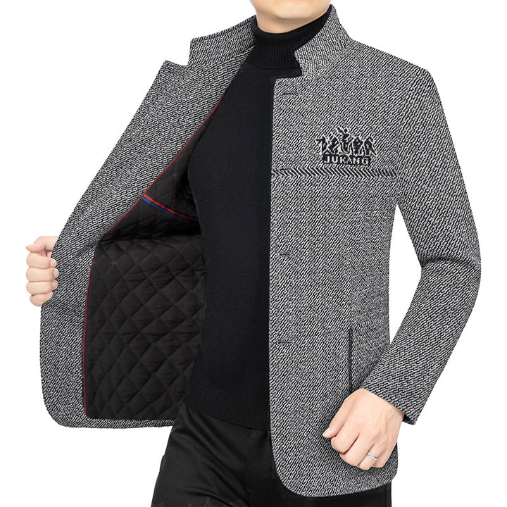 Herren Wollmantel mit Teddyfutter, Stehkragen und schmaler Silhouette – Montevé