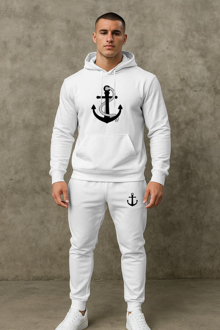 Herren Hoodie- und Jogginghose-Set mit maritimem Ankerdesign Echoarchiv