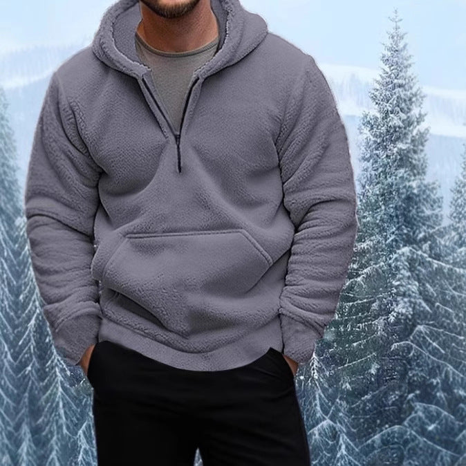 Herren Kuscheliger Fleece-Hoodie mit halblangem Reißverschluss Echoarchiv