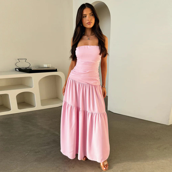 Damen romantisches Wickelkleid mit voluminösem Rock und gerafftem Oberteil Echo Archiv