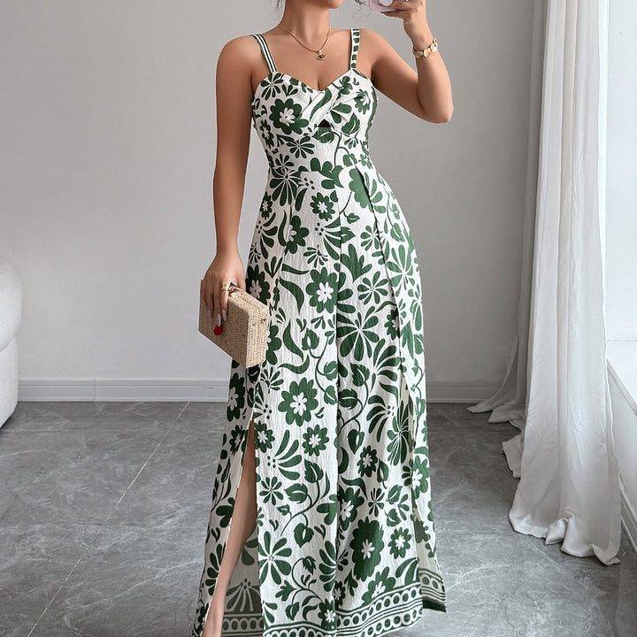 Damen Maxikleid mit tiefem Schlitz und floralem Muster Echo Archiv