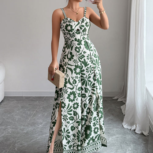 Damen Maxikleid mit tiefem Schlitz und floralem Muster Echo Archiv